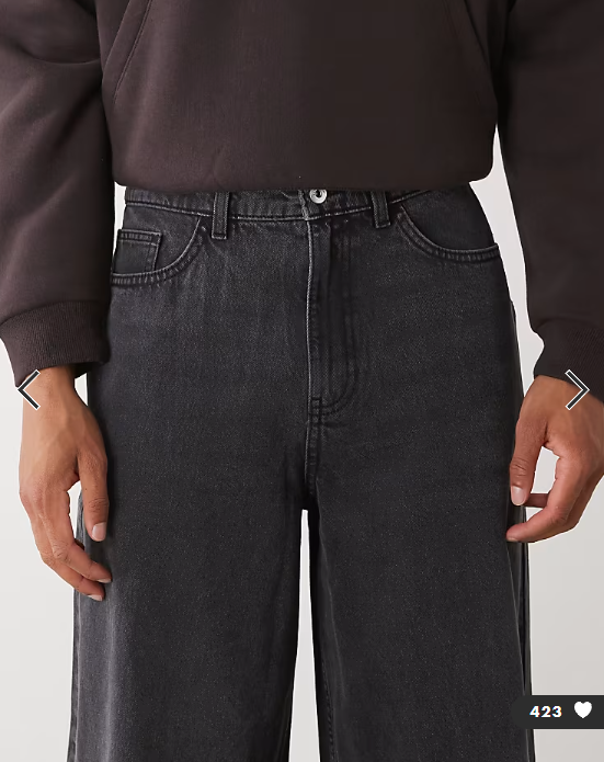 COLLUSION X003 wide leg mid rise jean in washed black