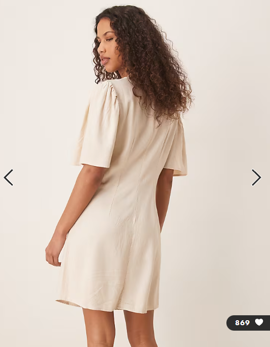 JDY linen mix mini shirt dress in beige