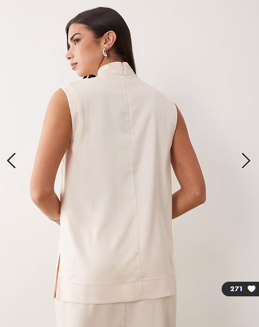 ASOS DESIGN co-ord sleeveless high neck top in satin