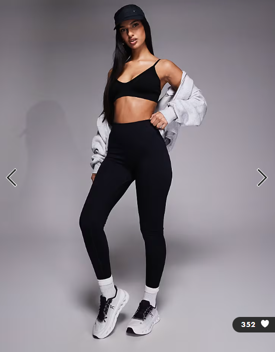 4505 seamless baby rib high waist gym leggings in black