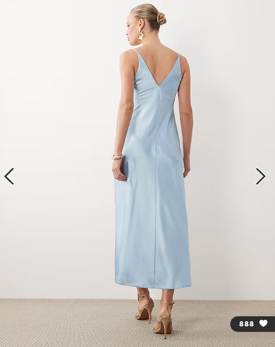 ASOS DESIGN high apex satin midi dress in light blue