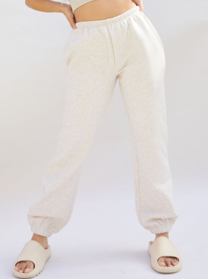 Petite Oatmeal Basic Cuffed Hem Joggers
