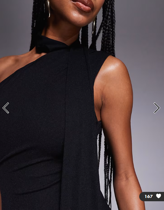 Asos - Kaiia exclusive one shoulder mesh scarf detail sheer maxi dress in black
