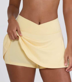 Bo&tee - Brushed Jersey Crossover Mini Skort in Lemon Marl