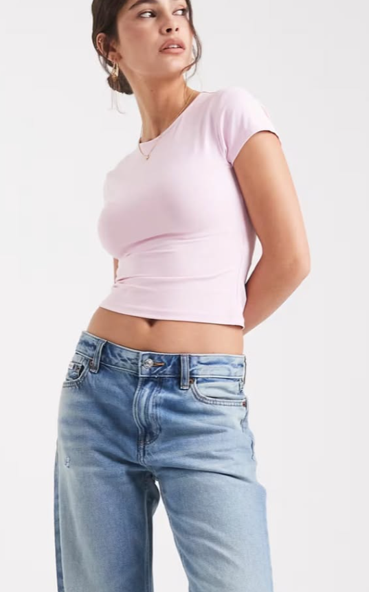 ASOS DESIGN polyamide slinky baby tee in pink