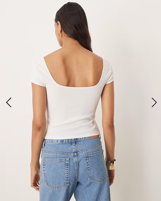 ASOS DESIGN milkmaid cap sleeve ruched bust top with tie detail in cream