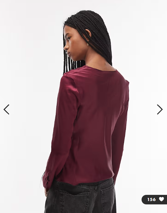ASOS DESIGN tie front long sleeve satin top in plum