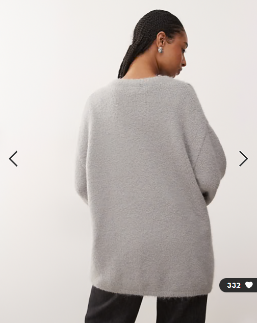Monki knitted oversized cardigan in school grey