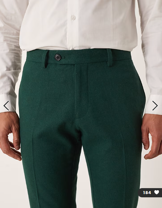 ASOS DESIGN wool slim suit trousers in dark green