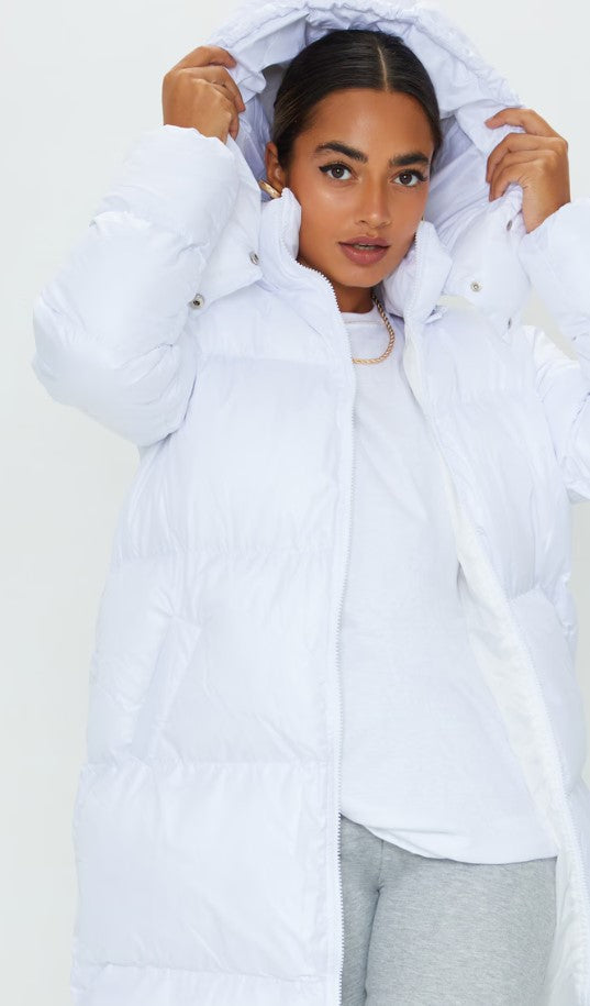 Petite White Maxi Puffer Coat