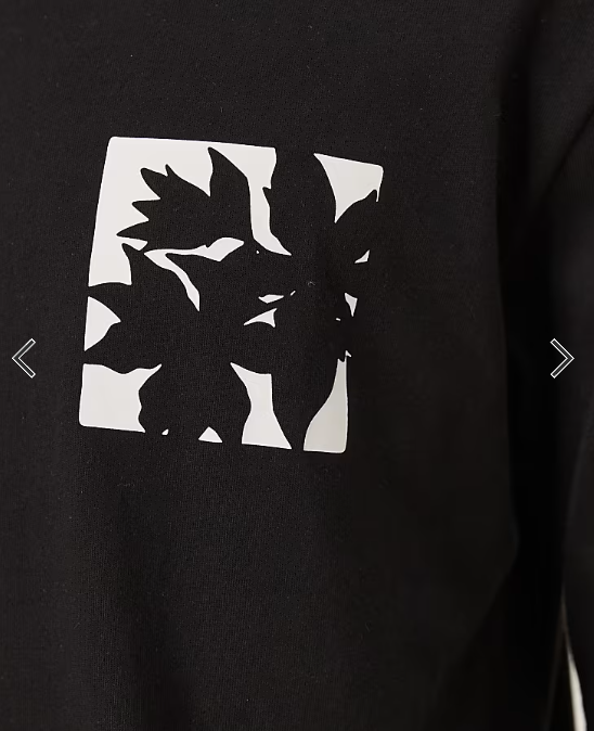 ASOS DESIGN long sleeve t-shirt with small flower chest print in black.
