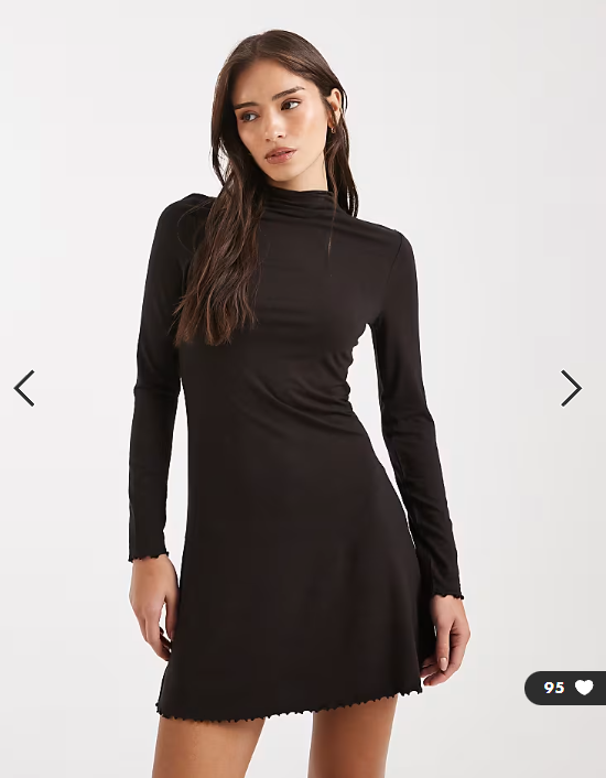 Miss Selfridge grown on neck fit and flare mini dress in chocolate