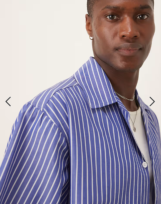 ASOS DESIGN co-ord boxy oversized revere stripe shirt in blue