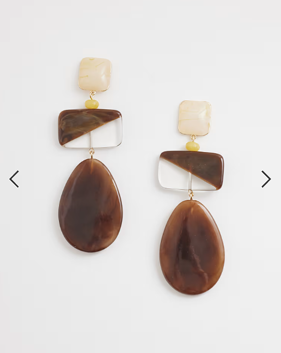 Mango - resin statemnet drop earrings in brown