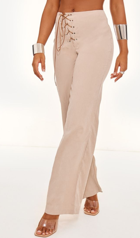 Plt - Sand Peach Skin Low Rise Lace Up Trousers