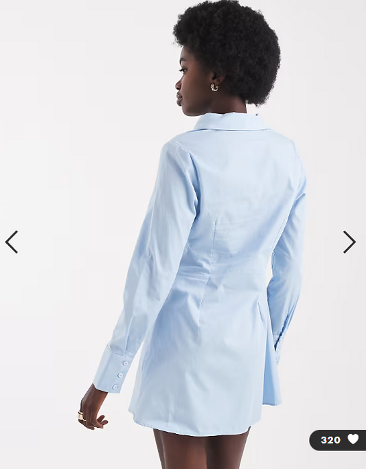 Miss Selfridge fitted poplin shirt dress in baby blue