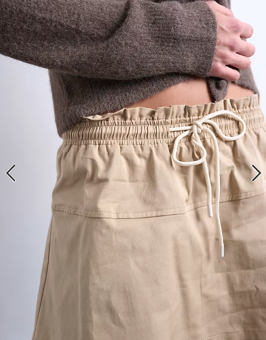 Topshop elasticated waist mini skort in beige