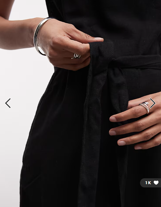 Monki linen sleeveless wide leg jumpsuit with tie belt detail in black
