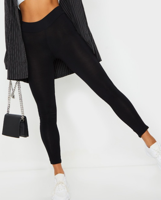 Basic Black High Waisted Jersey Leggings