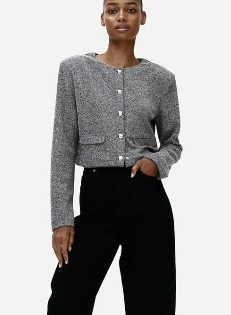 H&M - SHOULDER-PAD CARDIGAN- Hrey