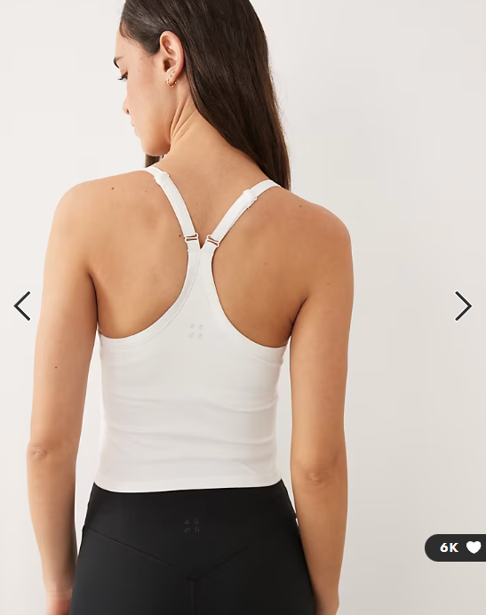 4505 Icon soft touch yoga cami with inner bra and adjustable straps in white