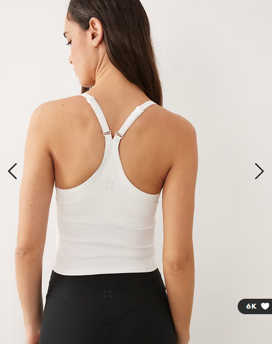 4505 Icon soft touch yoga cami with inner bra and adjustable straps in white