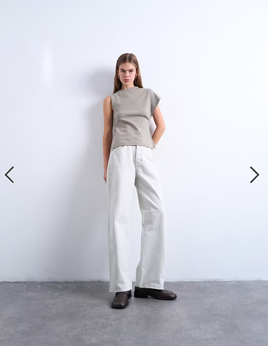 Topshop ruched back one sleeve top in taupe