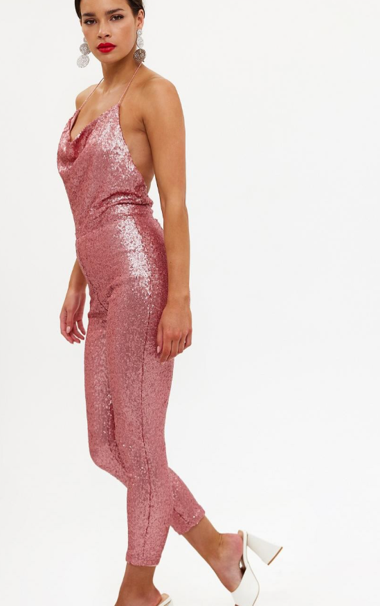 Loavies-Pink jumpsuit with sequins