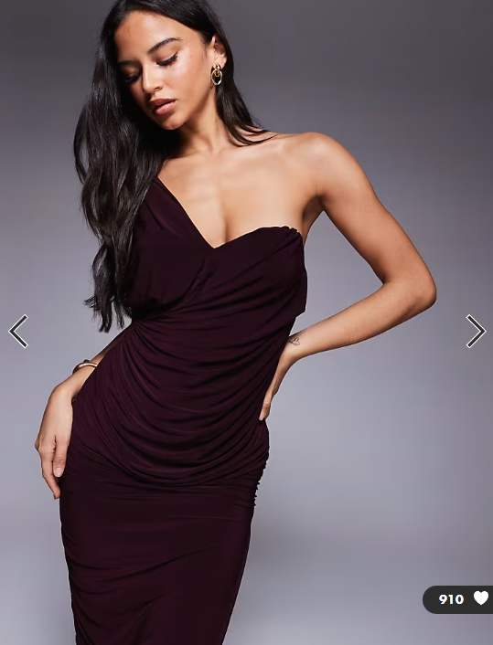 ASOS DESIGN slinky wired sculpted midi dress with tassel drape detail in deep plum