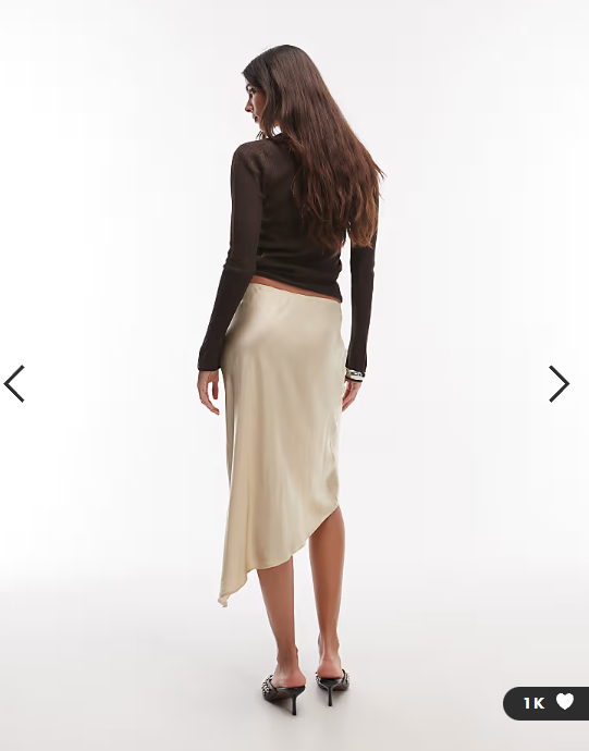 Weekday asymmetric satin skirt in beige