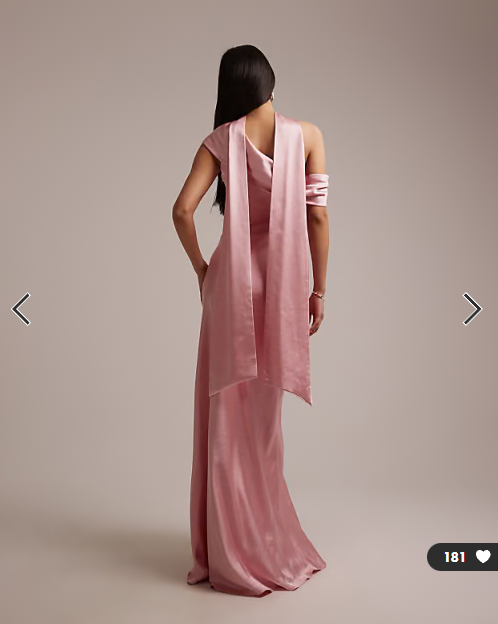 Six Stories Bridesmaids satin drape one shoulder maxi dress in rose pink