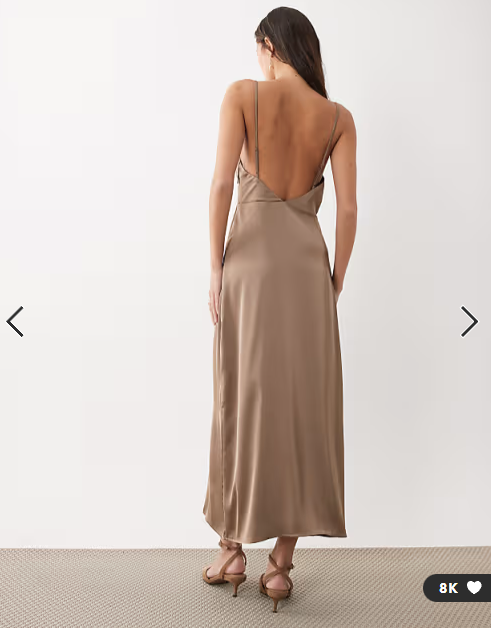 Vila satin cowl neck cami maxi dress in taupe