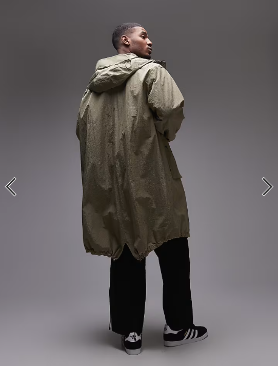 Topman lightweight ripstop parka jacket in khaki