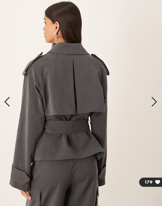 ASOS DESIGN tailored soft trench jacket co-ord in dark grey