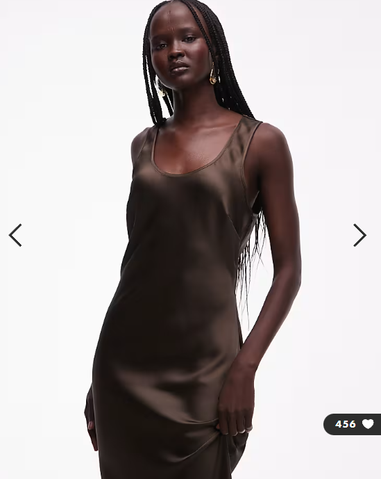 ASOS DESIGN scoop satin maxi dress in chocolate