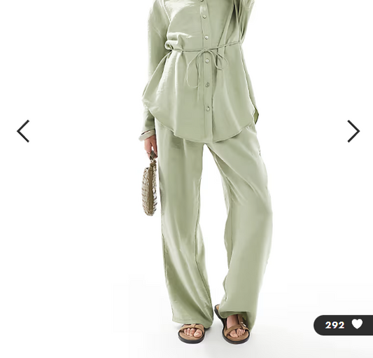 ASOS DESIGN modal tie waist wide leg trouser in olive co ord