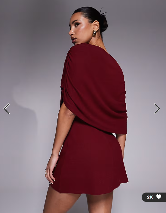 ASOS DESIGN supersoft cape overlay mini dress in burgundy