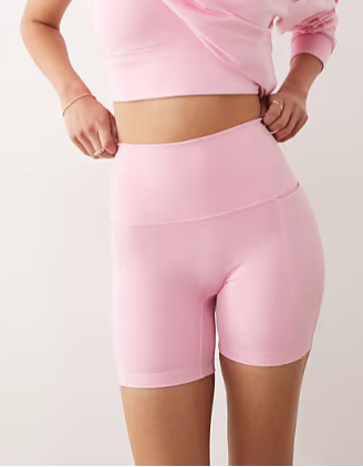 adidas Performance Three Stripes Studios booty shorts in pink