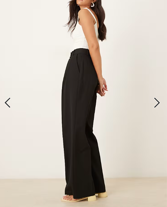 ASOS DESIGN tailored wide leg pants with pleat detail in black