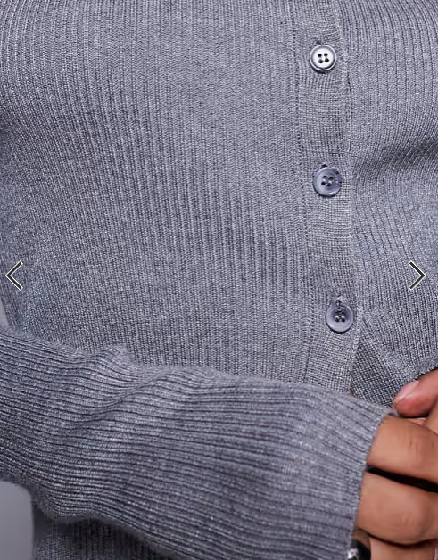 Kaiia knitted shrunken cardigan in charcoal