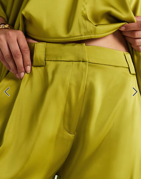ASOS DESIGN satin utility barrel trousers co-ord in green