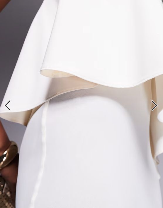 ASOS DESIGN bandeau asymmetric contrast fabric bias maxi dress in ivory