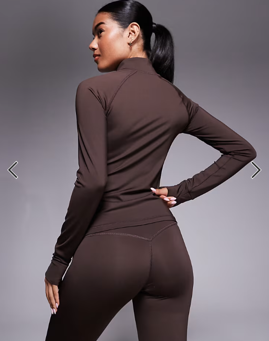 4505 Icon sculpting zip up long sleeve jacket in french roast