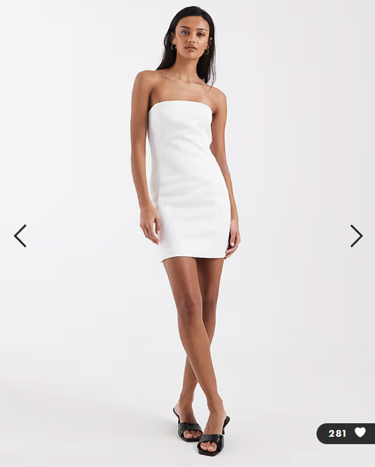 4th & Reckless structured satin bandeau mini dress co-ord in cream