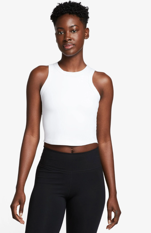 One Fitted Dri-FIT Cropped Tank Top - White/Grey