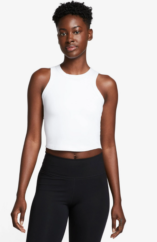 One Fitted Dri-FIT Cropped Tank Top - White/Grey