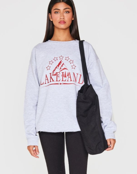 Ice Grey Lakeland Print Sweatshirt