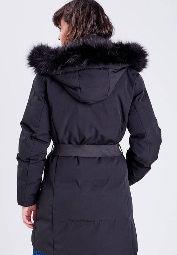 Cache Cache - Women’s black belted straight down jacket.