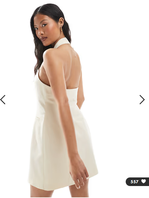 Miss Selfridge Petite tailored halter mini dress in cream