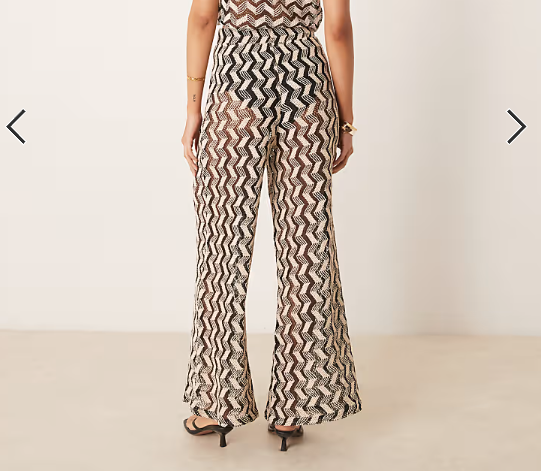 Asos - New Look co-ord chevron crochet look trousers in black